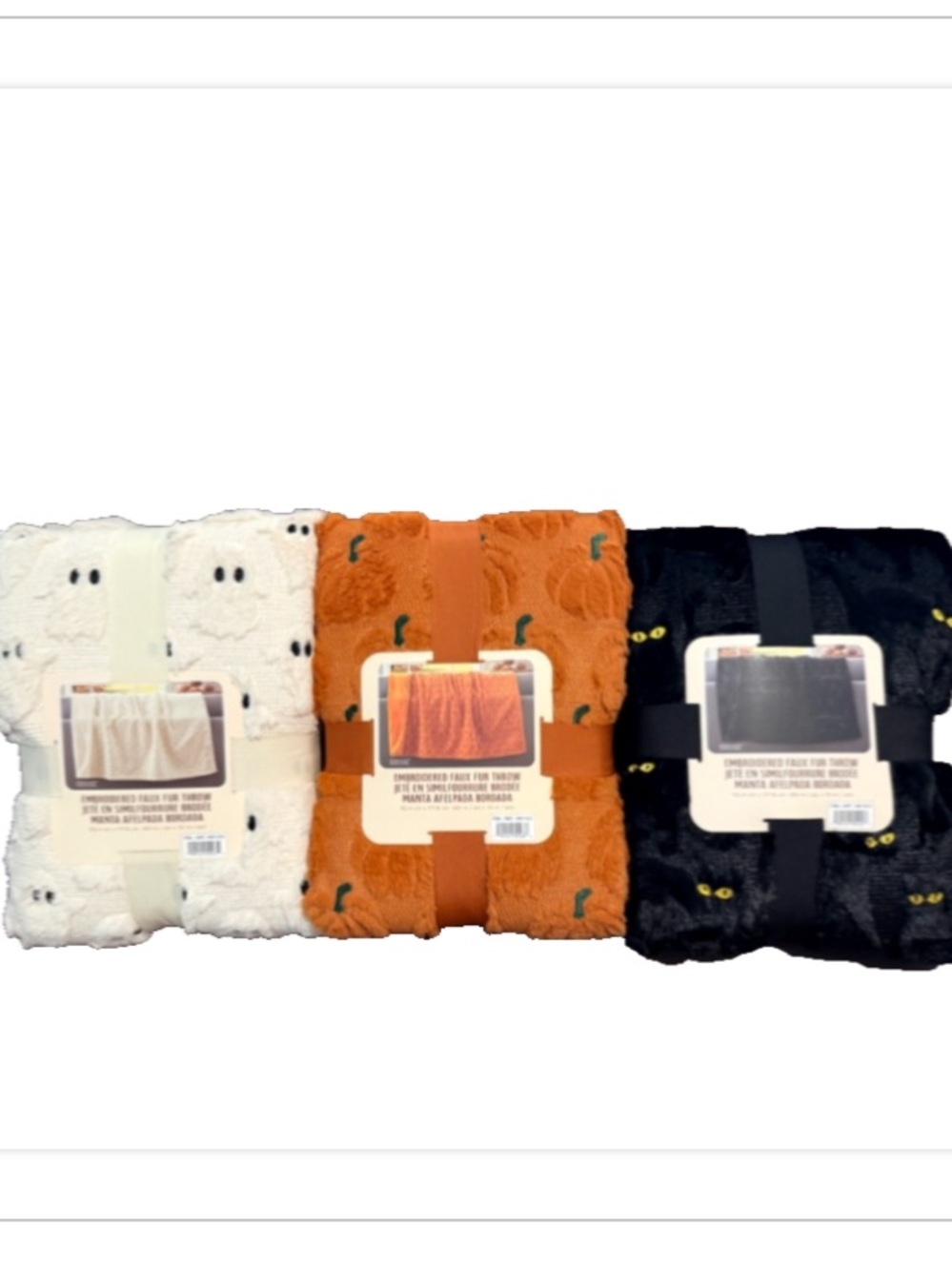 Set of 3 Embroidered Faux Fur Halloween Throws Viral on Tik Tok - Costco